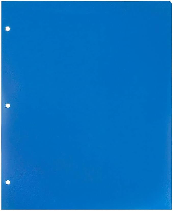 JAM PAPER Heavy Duty Plastic 3 Hole Punch Pocket Folders - Extra Tough School Folders - Assorted Primary Colors - 6/Pack