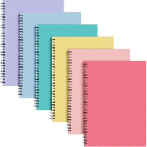Fuutreo 6 Pack Spiral Notebook 10.5x7.45 Notebook,Artistic Color,Bright