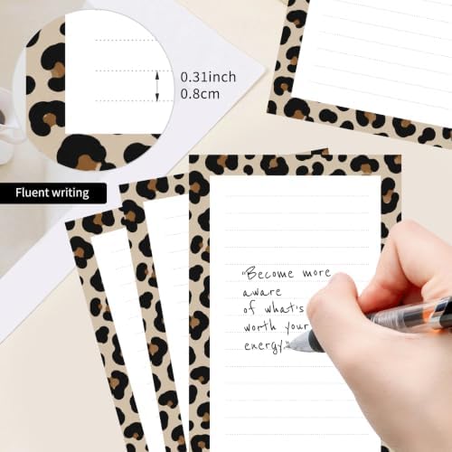 2 Pack Lined Sticky Notes 4x6 in, Cute Self-Stick Notepads with Lines, Large Memo Pads Strong Adhesive for Office, Home Luxury Leopard