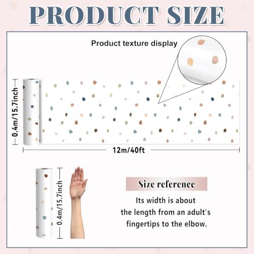 Colorful Boho Polka Dot Bulletin Board Roll Non-Woven Fabric 15.7" x12ft