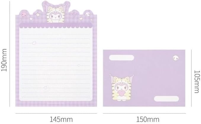Generic Cute Stationery Writing Paper and Envelopes Set, 8 Letter Papers, 4 Envelopes, and 4 Stickers Included (Melody)