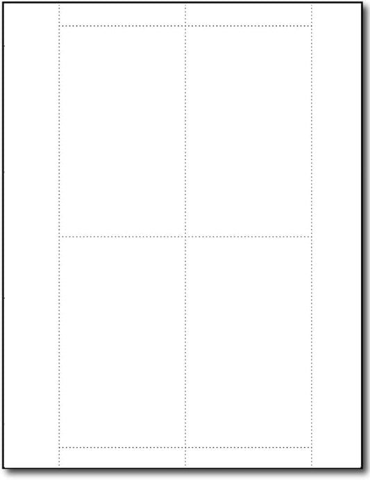 65lb White Printable Index Cards 3x5 - Index Card Sheets for Inkjet & Laser Printers - Perforated cards 4 per page - 25 Sheets / 100 Index Cards