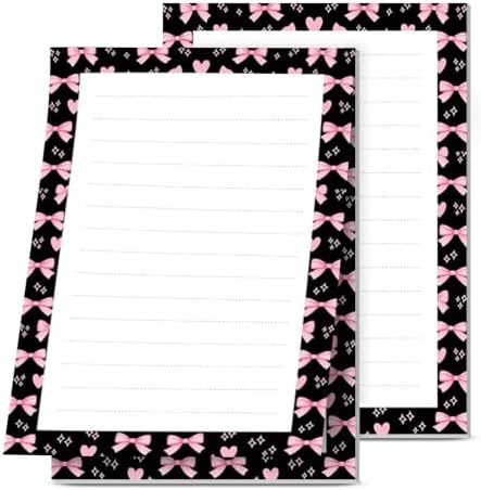 2 Pack Lined Sticky Notes 4x6 in, Cute Self-Stick Notepads with Lines, Large Memo Pads Strong Adhesive for Office, Home Pink Cute Bowties