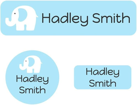 Name Bubbles - Kids Custom Name Labels for Daycare, School, Camp (144 Labels) - Personalized Waterproof Name Stickers for Clothes Tags, Lunch Boxes, Water Bottles, & School Supplies (Elephant)