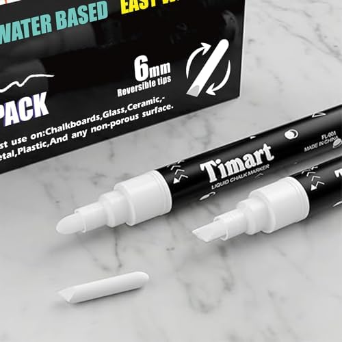 Timart 8 Pack White Chalk Markers, 6mm Liquid Chalk Markers