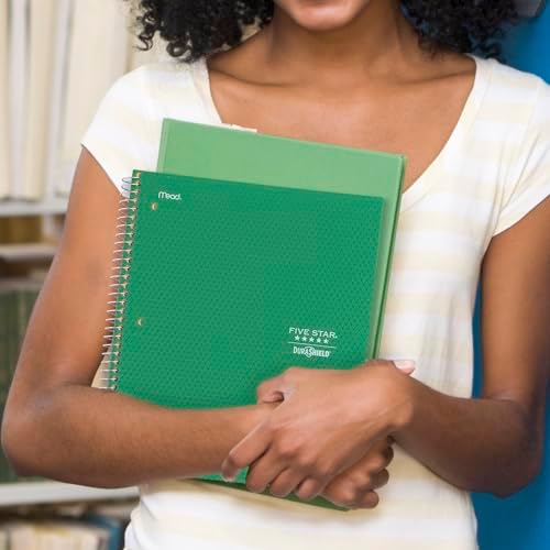 Five Star DuraShield Notebooks with Antimicrobial Front Covers, 4 Pack, 1 Subject, College Ruled Paper, 11" x 8-1/2", 100 Sheets, Black, Red, Blue, Green (820029-ECM)