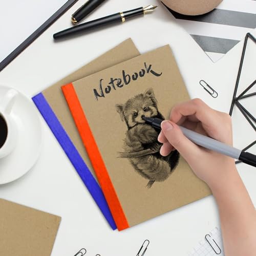 Rosmonde 50 Pack A5 Kraft Notebook, Wide Ruled, Bulk Journal Notebook A5