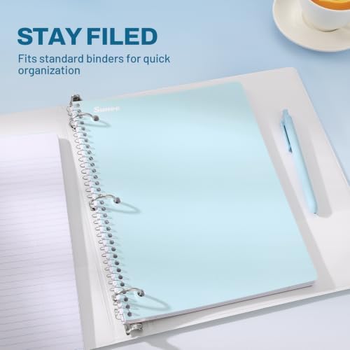 SUNEE Spiral Notebooks, 3 Pack, 1-Subject, College Ruled Paper, 8" x 10-1/2", 70 Sheets per Notebook, Blue