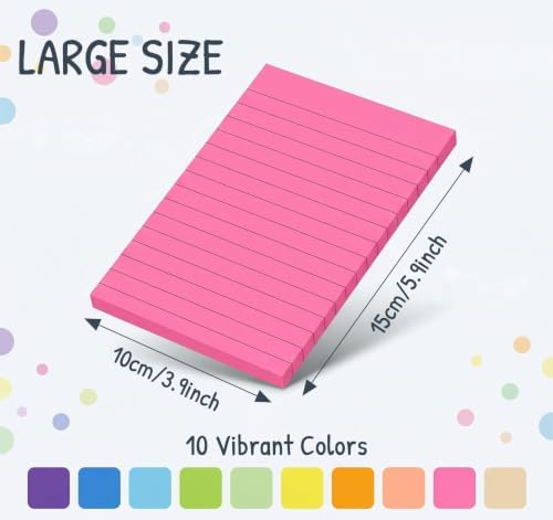 Lined Sticky Notes 4x6 in,500 Sheets 2X Sticking Powerx for Home,School