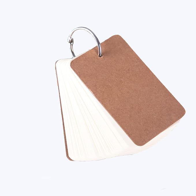 Flash Cards, 1Pcs 50 Sheets Mini Blank Study Cards Revision Cards Index Cards with Binder Ring for School Learning Memory Study Note (White)
