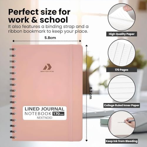 Nextnoid A5 Lined Spiral Notebook - 170 Pages, College Ruled, Vivid Orange