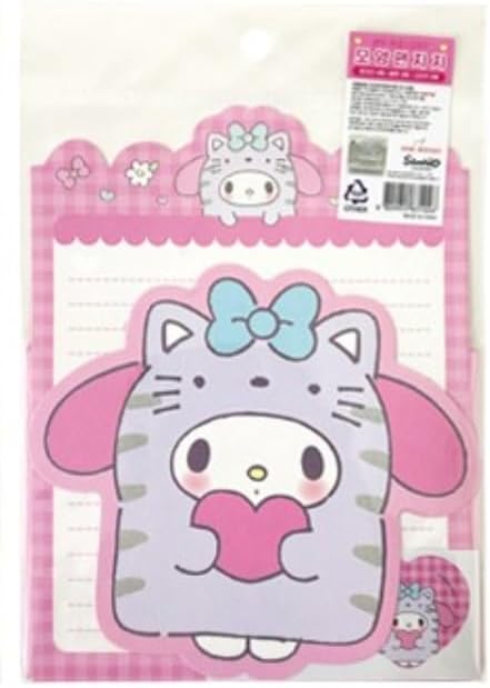 Generic Cute Stationery Writing Paper and Envelopes Set, 8 Letter Papers, 4 Envelopes, and 4 Stickers Included (Melody)