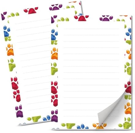 Lined Sticky Notes 4x6 in, 2 Pack Large Cute Notepads with Lines Self-Stick Note Pad, Funny Memo Pads Strong Adhesive for Office, Home Colorful Cute Dog Paws