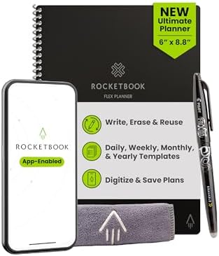Rocketbook Flex Reusable Planner, Executive Size 6x8.8, Black