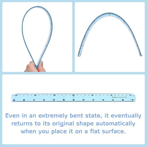 M&G 6 Pcs 8 Inch Flexible Rulers, 20 cm Soft Plastic Bendable Rulers, Clear Colored Shatterproof Straight Edge Ruler with Centimeter and Inch for School Office Measuring Tool Supplies