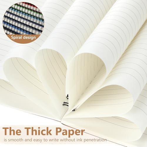 Fuutreo 12 Pcs Spiral Notebook for Work A5 8.3 x 5.7 Inch College Ruled Spiral Journal Notebook Kraft Cover Ruled Paper, 12 Color, 60 Sheets, 120 Pages for Office School(Artistic Color,Classic)