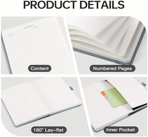EMSHOI Lined Journal Notebook, 192 Numbered Pages, A5 Size (5.7'' x 8.3'')