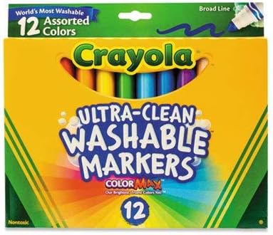Washable Markers, Broad Point, Classic Colors, 12/Set
