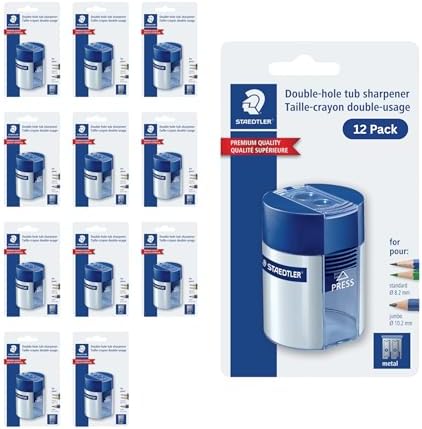 STAEDTLER Double-Hole Tub Pencil Sharpener, 12 Pack