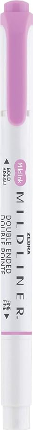 Zebra Pen Mildliner Double-Ended Highlighter Marker Set, Broad and Fine Point Tips, Ideal for Bible Highlighting, No Bleed, Mild Magenta Ink, 12-Pack (78270upc)