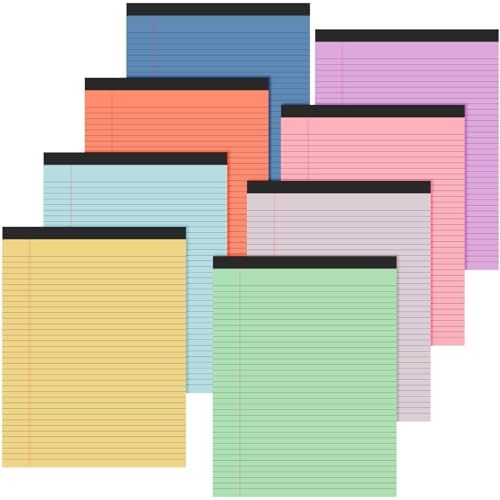 Fuutreo 8 Pcs Legal Pads 8.5 x 11 Colored Note Pads, Candy Color
