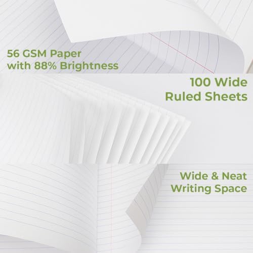 Paper Rite Assorted Marble Composition Notebook Wide Ruled (9.75x7.5 in), 100 Sheets | 200 Pages | For School, Office, Students, Teachers (4, Green)