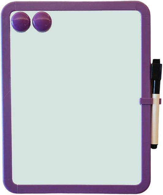 Magnetic Whiteboard, Erasable Notepad, Portable Drawing Board, Teaching Whiteboard, Magnetic Dry Erase Board for Lockers, 8.5“ x 11” with Marker and 2 Magnets(Purple)