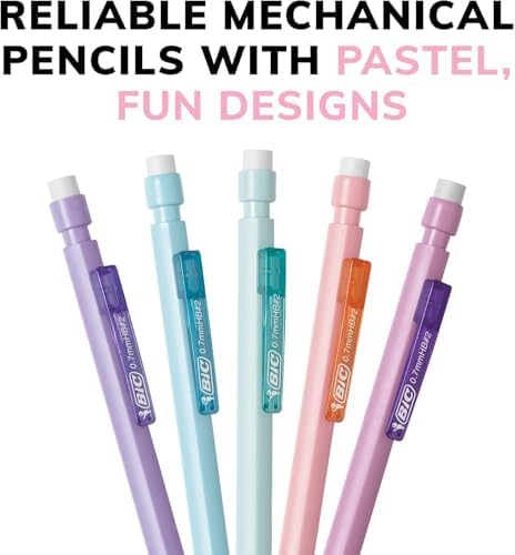 BIC Xtra-Smooth Pastel Mechanical Pencils with Erasers, Medium Point (0.7mm), Bulk Mechanical Pencils for School or Office Supplies, 40 Count (Pack of 2)
