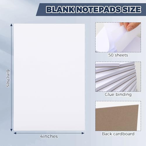 Thboxes 10 Pack Note Pads, 4 X 6 inches, 50 Sheets Each, Blank