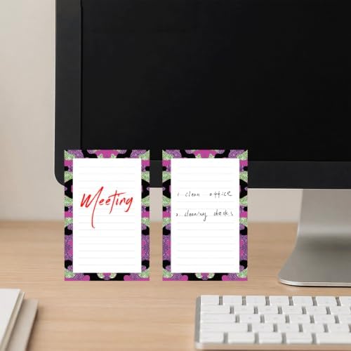 Lined Sticky Notes 4x6 in, 2 Pack Large Cute Notepads with Lines, Bright Post Memo Note Pads Big Rectangular Sticky Notes for Office Purple Glitter Leopard