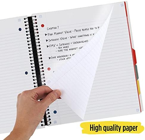Five Star Advance Spiral Notebook + Study App, 5 Subject, College Ruled Paper, 8-1/2" x 11", 200 Sheets, Spiral Guard, Movable Tabbed Dividers, White (73154)