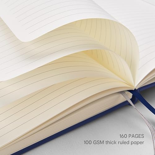&And Per Se Lined Journal and Pen Set, A5 Leather Hardcover Notebook with Pen & Stationary Set, 160 Pages 100GSM Thick Ruled Paper Journal for Business Work Writing (Royal Blue)