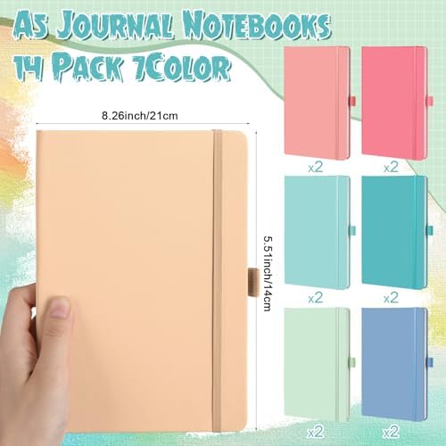 Laumoi 14 Pack Hardcover Lined Journal Notebooks Bulk,Rococo Color,A5