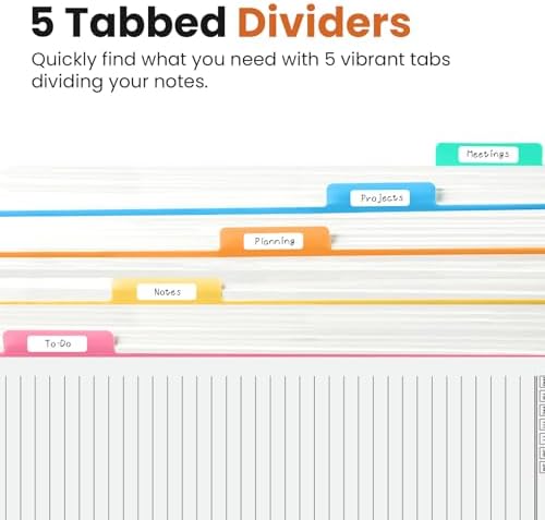 Taja Spiral Notebooks for Work 5 Subject Notebook with Removable Dividers