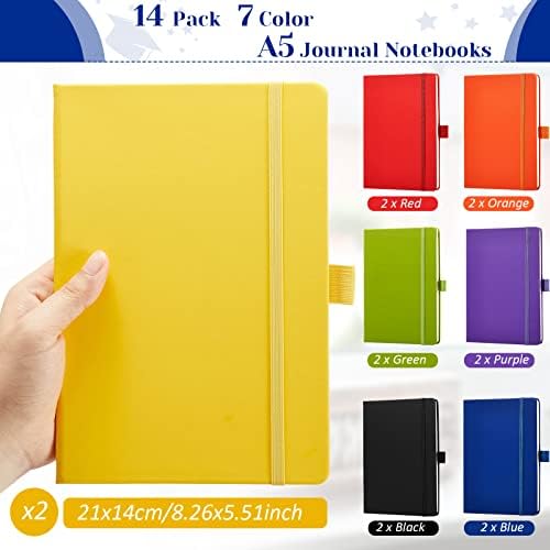 Laumoi 14 Pack Hardcover Lined Journal Notebooks Bulk, Bright Color, A5
