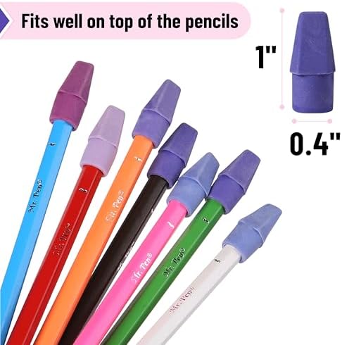 Mr. Pen- Pencil Top Erasers, 240 Pack, 6 Different Purple Shade Colors