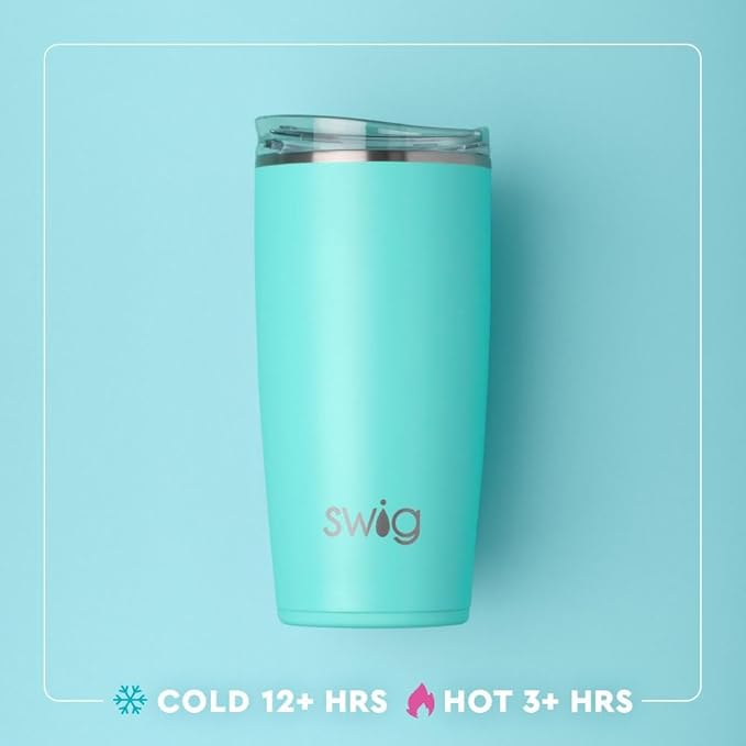 Swig Life 22oz Insulated Tumbler, Travel Coffee Tumbler with Lid, Cup Holder Friendly Travel Coffee Mug, Stainless Steel, 22 oz Tumblers, Reusable Insulated Mug with Lid (Shimmer Periwinkle)