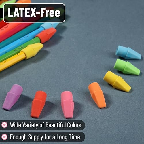 Mr. Pen- Pencil Erasers Toppers, 240 Pack, Colorful, Latex Free, No Smudge