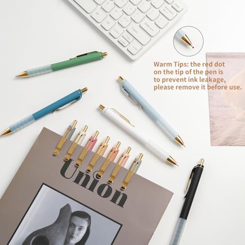Linbsunne Ballpoint Pens Black Medium Point 1mm Pen with Super Soft Grip Ball Point Pen for Men Women Retractable Pens (gold-12 pcs)