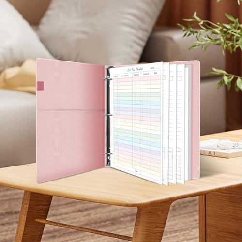 (2-Pack) A4 Bill Payment Checklist Refills Paper - 3-Hole Punched Loose Leaf Budget Planner Refill, 50 Sheets/100 Pages Colorful Monthly Budget Forms, 100gsm Paper, 8.5" x 11"