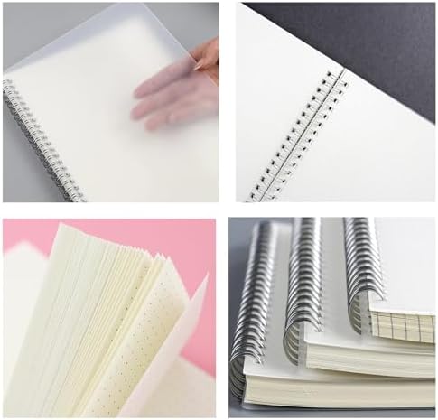 YIHUANYIFA 4pcs Steno Spiral Notebooks A5 5.5x8.3inch Dot 80 Sheet Steno Pads Thick Plastic Covers for Writing Notes in Lists, Office, Home (A5 4Pcs Clear Dot)