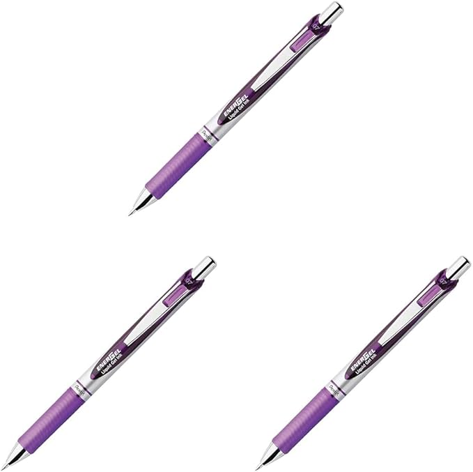 Pentel EnerGel Deluxe RTX Retractable Liquid Gel Pen, 0.7mm, Metal Tip, Violet Ink, 6 Pack (BL77BP2V)