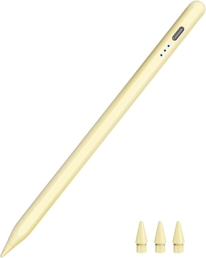 HATOKU Stylus Pen for iPad 2018-2026, 15 Mins Fast Charging Pencil 1st Gen with Tilt & Palm Rejection Digital Pens Stylus Pens for iPad 6-11, Air 3/4/5/M2/M3, Mini 5/6/7, Pro 11"/12.9"/M4 M5 (Yellow)