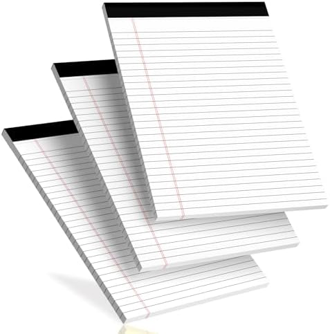 3 Pack Legal Pads 8.5 X11, Wide Ruled Notepads, White Note Pads 8.5x11