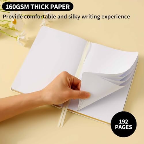 Dot Grid Journal with 160GSM Thick Paper, 192 Pages, A5 Dotted Notebook for Work, School, Travel | 180° Lay Flat, Foil Stamped Cover, Elastic Band, 2 Bookmarks & Inner Pocket (White)