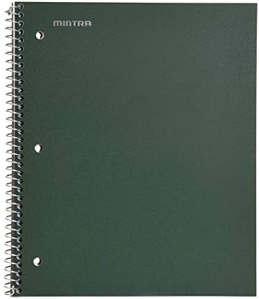 Mintra Office Durable Spiral Notebooks, 1 Subject, (Arctic Ice, Chili Oil, Green Olive, College Ruled 3pk)