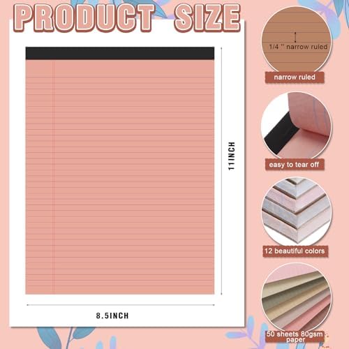 Fuutreo 8 Pcs Legal Pads 8.5 x 11 Colored Note Pads, Nut Color