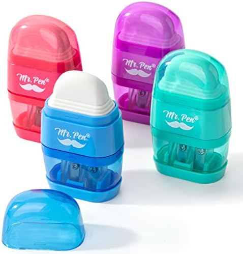 Mr. Pen- Pencil Sharpener & Eraser, 4 Pack