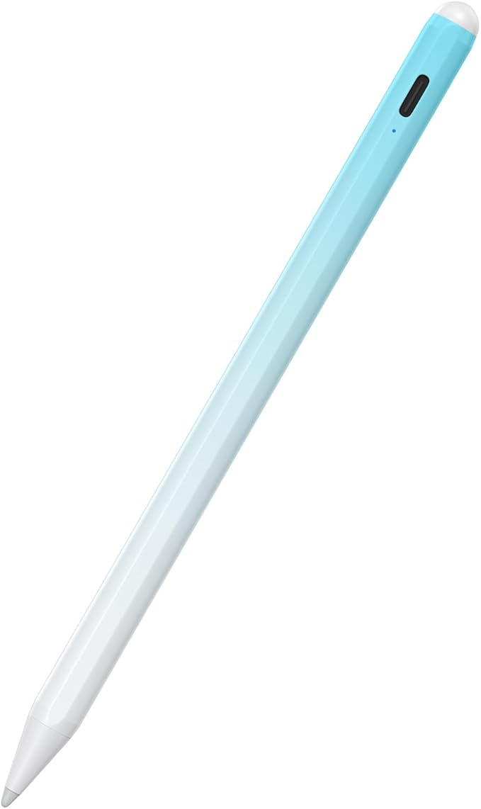 Stylus Pen for iPad 6th-11th Generation-2X Fast Charge Active Pencil Compatible with 2018-2026 Apple iPad Pro 11"/12.9"/M4, iPad Air 3/4/5/M2/M3/M4,iPad mini 5/6/7 Gen-Gradient White Blue