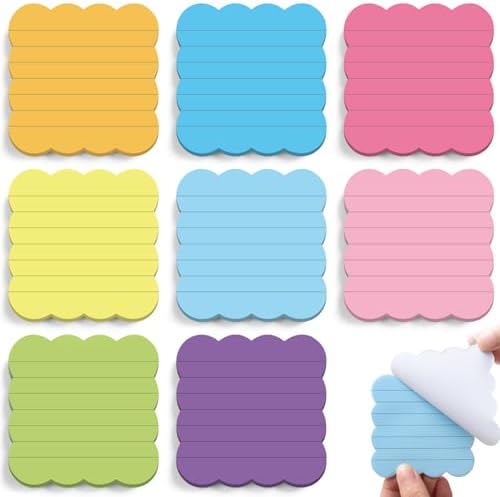 Eaasty 8 Pack Scalloped Sticky Notes Lined 3" X 3" Rainbow Memo Pads
